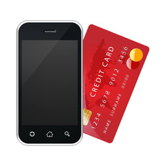 e-commerce , smartphone with credit card