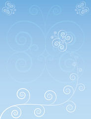 blue background with butterflies and floral elements