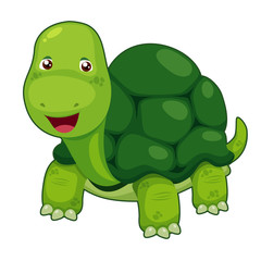 Obraz premium Cute Cartoon Turtle with a Happy Expression