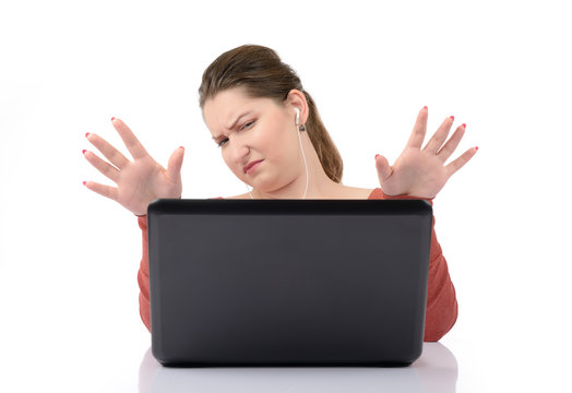 Girl at a laptop, concept - faugh, I do not need this