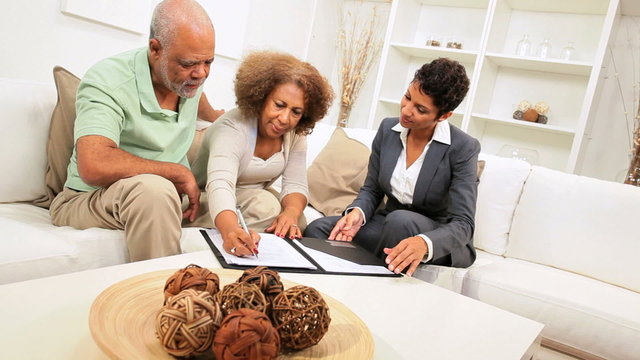 Elderly African American Couple Home Financial Meeting