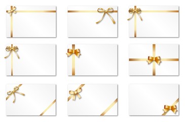 Set of labels with golden ribbons - obrazy, fototapety, plakaty