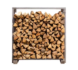Peel and stick wall murals Firewood texture Stacked Firewood Isolated on white