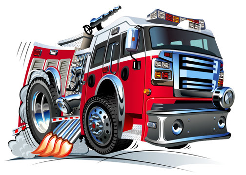 Vector cartoon fire truck