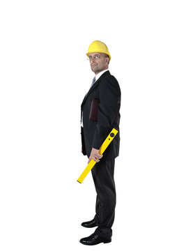 Male architect with tool and hard hat