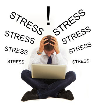 Stressed businessman with headache