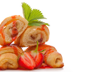 filled croissant with strawberry jam 