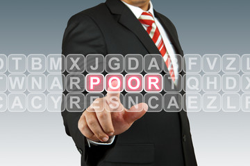 Businessman push Poor botton