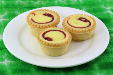 blueberry cheese pie dessert on white plate