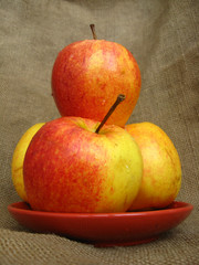 apple on the brown background