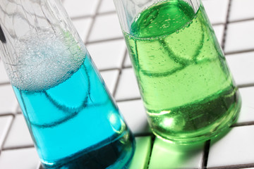 some liquids in some test tubes