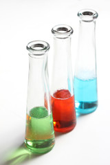 some liquids in some test tubes