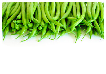 Green Beans Pile on White Backgrounds