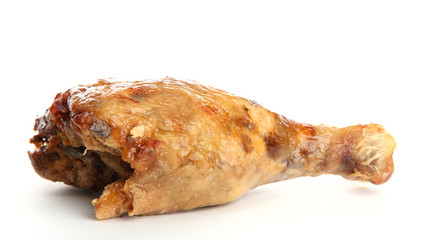 Roast chicken, isolated on white