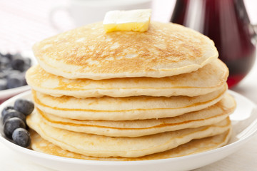 Fresh Homemade Pancakes with Syrup
