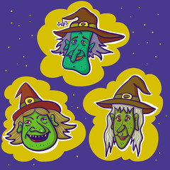 Set Of Three Old Witches