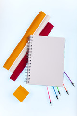 School tools on a white background