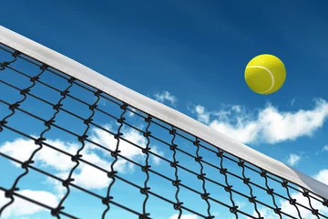 Zelfklevend Fotobehang Tennis Ball over Net © chromatika