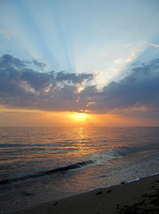 Romantic sunset over the sea and sunshine