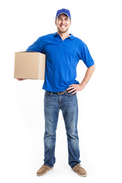 Portrait of an handsome deliverer