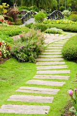 Landscaping in the garden. The path in the garden.