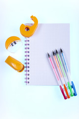 School tools on a white background