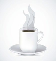 Cup of steaming coffee
