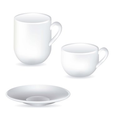 white porcelain cups and dish