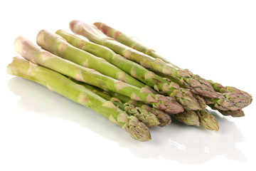 Fresh asparagus isolated on white.