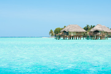 Transparent water and bungalows