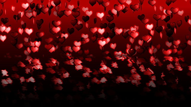 Hearts flying watery mirrored animation