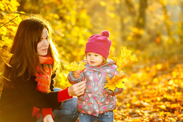 Mother and daughter in the park