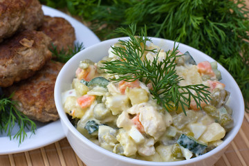Russian traditional salad olivier
