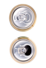 Two beer can on white background