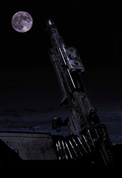 Machine gun in the moonlight