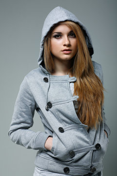 Fototapeta A photo of beautiful girl is in fashion style, glamur