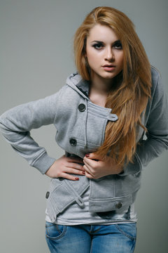 Fototapeta A photo of beautiful girl is in fashion style, glamur