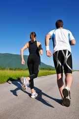 Young couple jogging