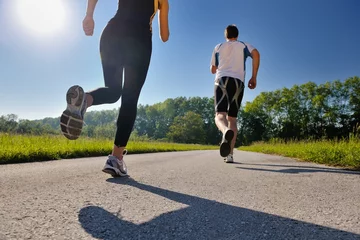Papier Peint photo autocollant Jogging jeune couple, jogging