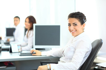 Fototapeta premium Closeup portrait of business woman giving you cute