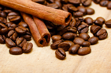 Coffee and cinnamon sticks