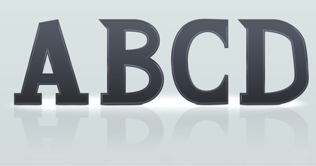 Set of  A B C D plastic letters