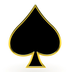 Spades card suits with golden framing