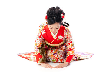 japanese kimono woman sitting