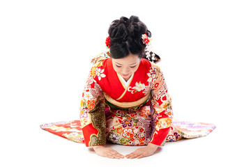 japanese kimono woman sitting