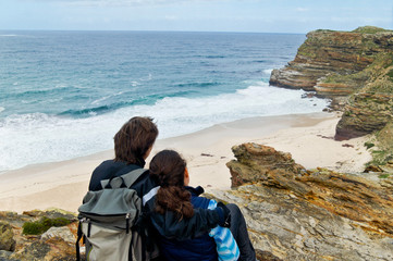 Romantic couple looking at beautiful view, South Africa