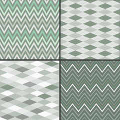 Set of seamless background patterns, argyle, chevron style