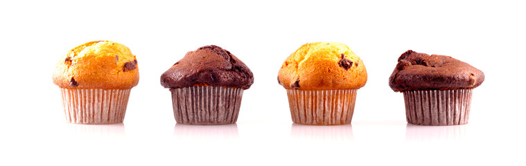 Muffins in einer Reihe