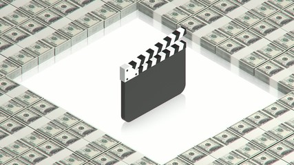 clapperboard with dollars - Powered by Adobe