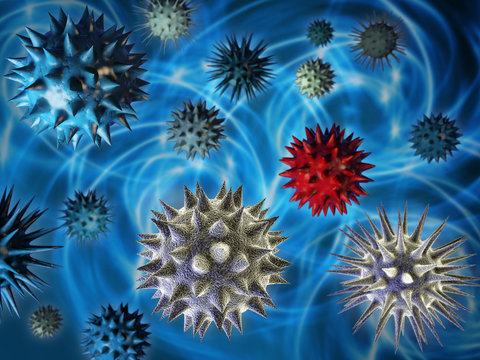 Different viruses on abstract background